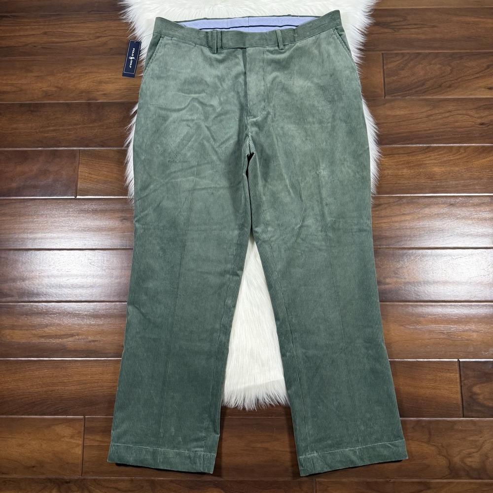 Polo Golf Ralph Lauren Mens Size 38 X 30 Green Corduroy Stretch Links Fit Pants